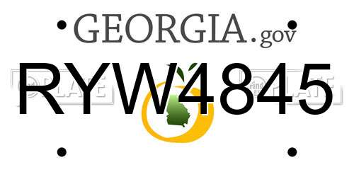 RYW4845 Georgia License Plate