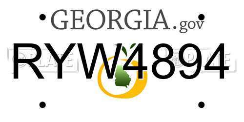 RYW4894 Georgia License Plate