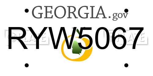RYW5067 Georgia License Plate