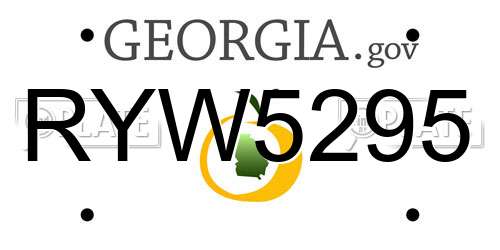 RYW5295 Georgia License Plate