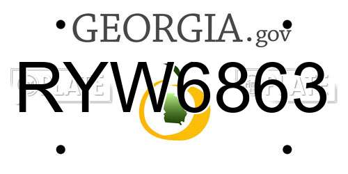 RYW6863 Georgia License Plate