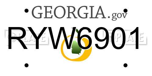 RYW6901 Georgia License Plate