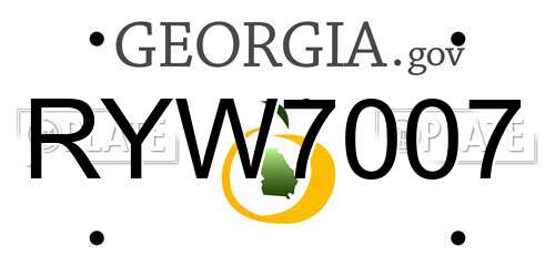 RYW7007 Georgia License Plate