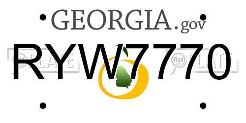 RYW7770 Georgia License Plate