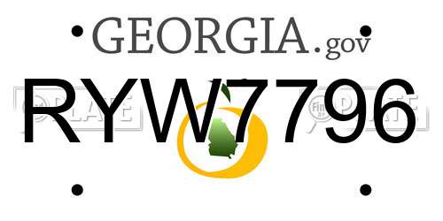 RYW7796 Georgia License Plate