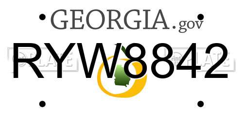 RYW8842 Georgia License Plate