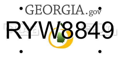 RYW8849 Georgia License Plate