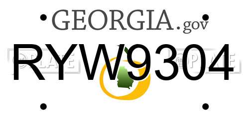 RYW9304 Georgia License Plate