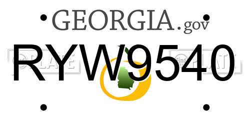 RYW9540 Georgia License Plate