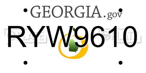RYW9610 Georgia License Plate