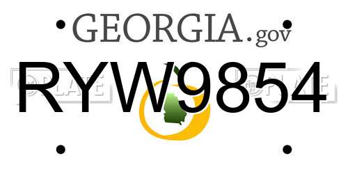 RYW9854 Georgia License Plate