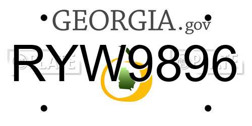 RYW9896 Georgia License Plate