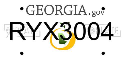 RYX3004 Georgia License Plate