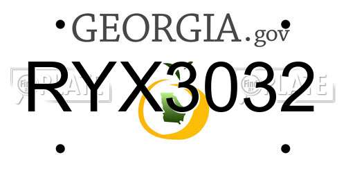 RYX3032 Georgia License Plate