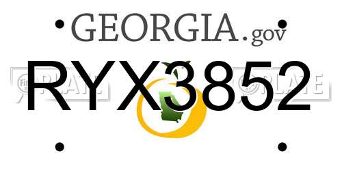 RYX3852 Georgia License Plate