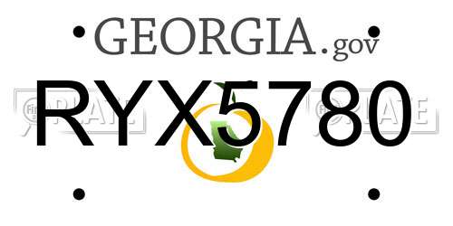 RYX5780 Georgia License Plate