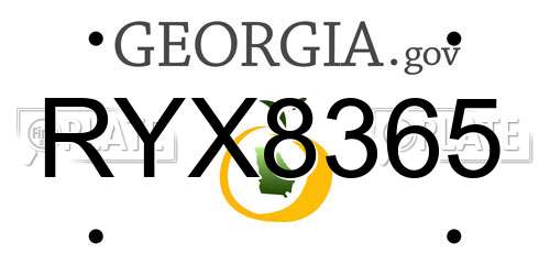 RYX8365 Georgia License Plate