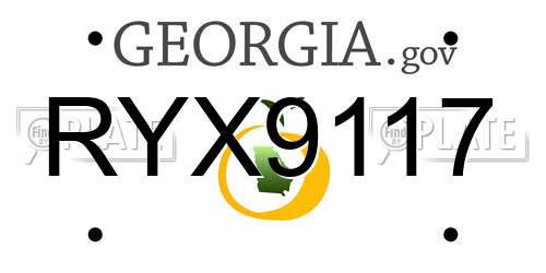 RYX9117 Georgia License Plate