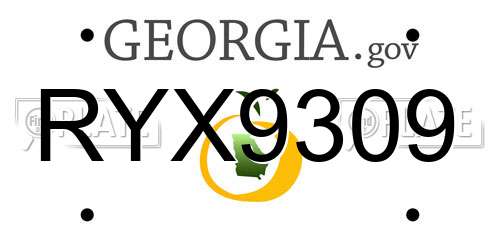 RYX9309 Georgia License Plate