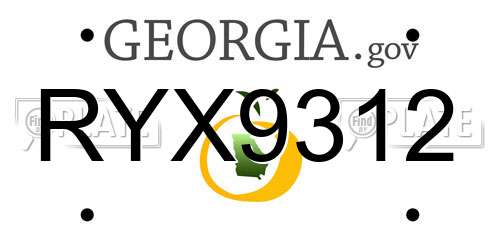 RYX9312 Georgia License Plate
