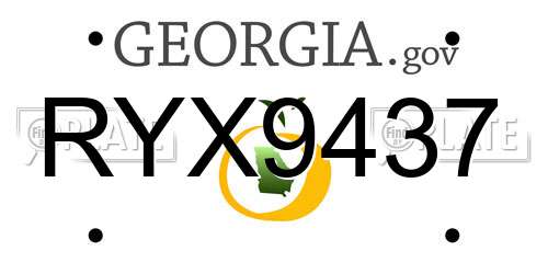 RYX9437 Georgia License Plate