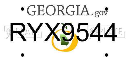 RYX9544 Georgia License Plate