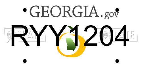 RYY1204 Georgia License Plate