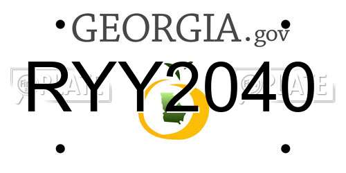 RYY2040 Georgia License Plate