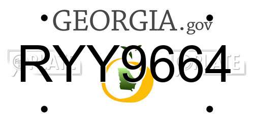RYY9664 Georgia License Plate