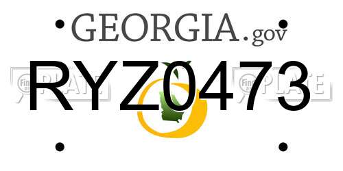 RYZ0473 Georgia License Plate