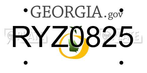 RYZ0825 Georgia License Plate