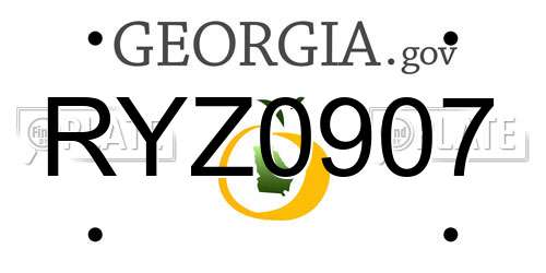 RYZ0907 Georgia License Plate