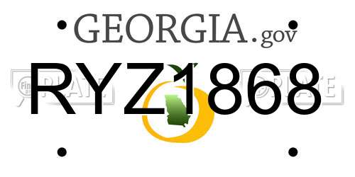 RYZ1868 Georgia License Plate