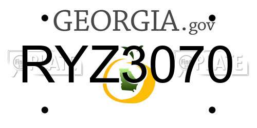 RYZ3070 Georgia License Plate