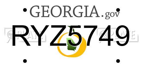 RYZ5749 Georgia License Plate