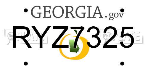 RYZ7325 Georgia License Plate