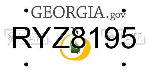 RYZ8195 Georgia License Plate