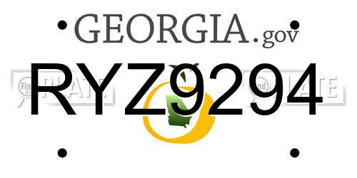 RYZ9294 Georgia License Plate