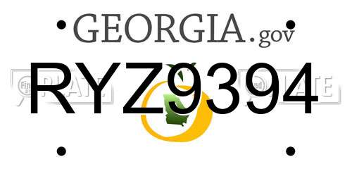RYZ9394 Georgia License Plate