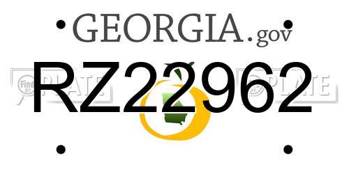 RZ22962 Georgia License Plate