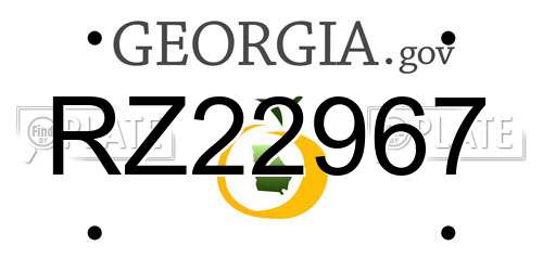 RZ22967 Georgia License Plate