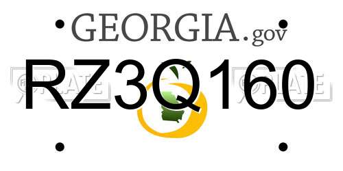 RZ3Q160 Georgia License Plate