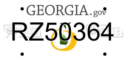 RZ50364 Georgia License Plate