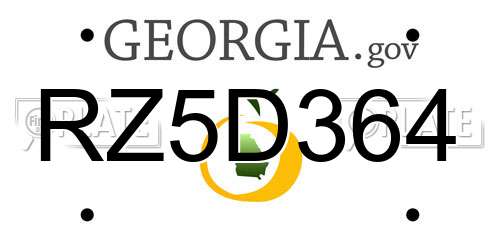 RZ5D364 Georgia License Plate