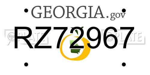 RZ72967 Georgia License Plate