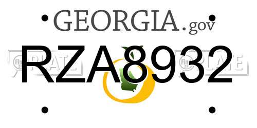 RZA8932 Georgia License Plate
