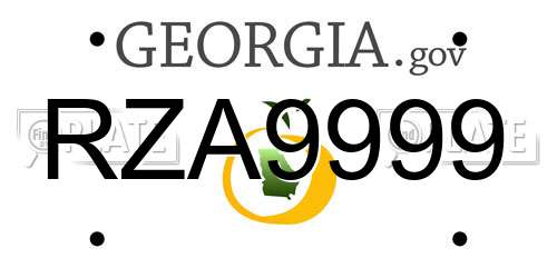RZA9999 Georgia License Plate