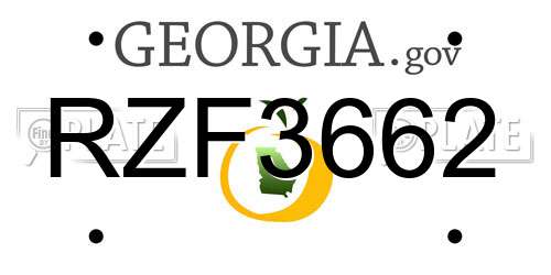 RZF3662 Georgia License Plate