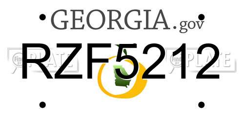 RZF5212 Georgia License Plate