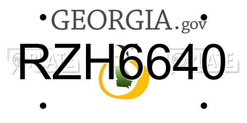 RZH6640 Georgia License Plate
